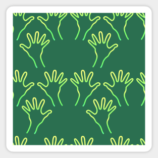 Cave Hands Anew Yellow-Green on Green 5748 Sticker